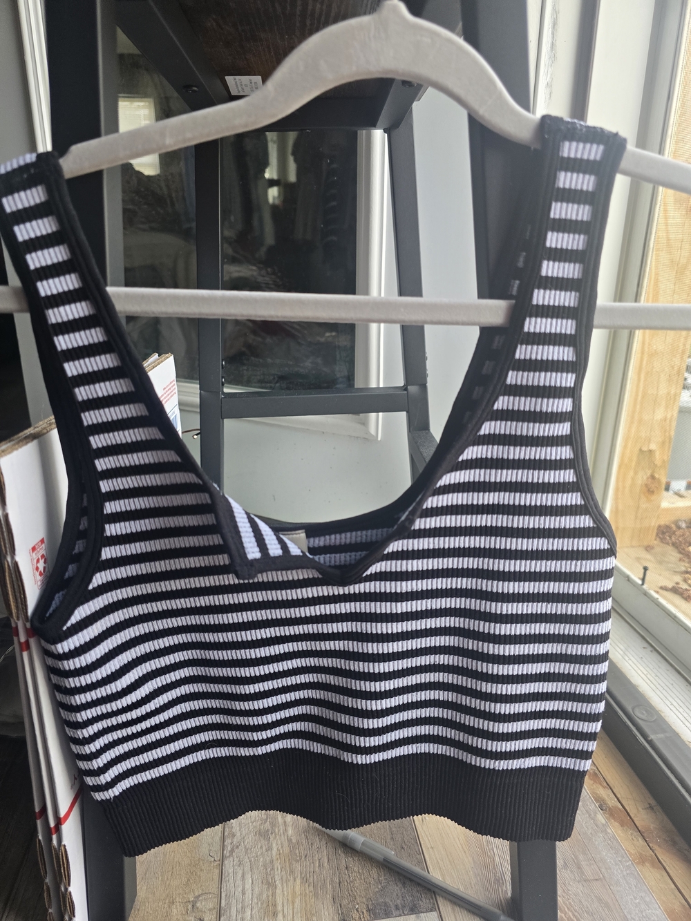 Striped Ribbed Tank Bralette in Black and White - NWOT